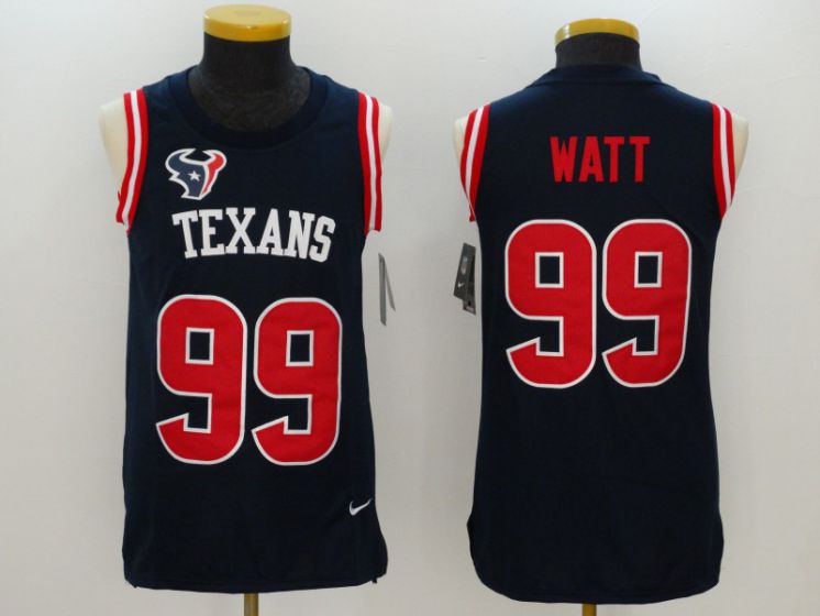 2017 Nike NFL Houston Texans #99 Watt Blue Men Stitched Limited Tank Top Jersey